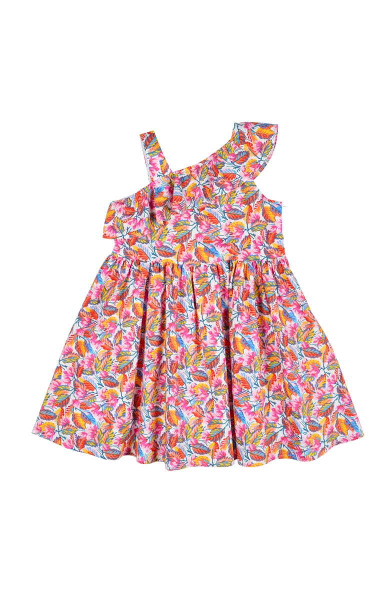 Florence Eiseman Leaf Print One Shoulder Dress, Main, color, White / Multicolor