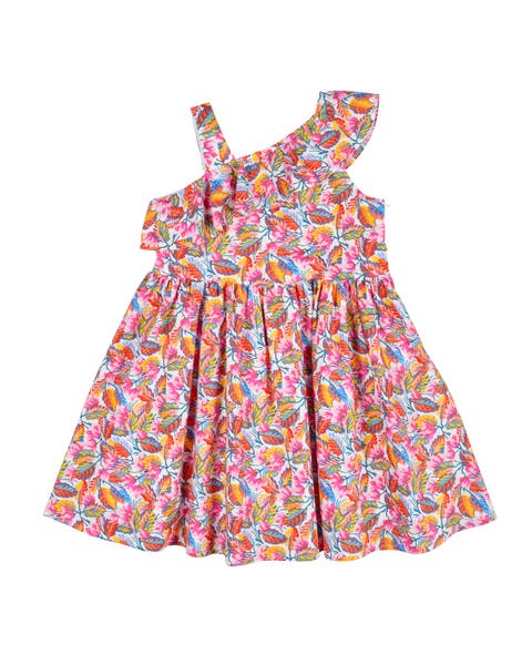 Leaf Print One Shoulder Dress