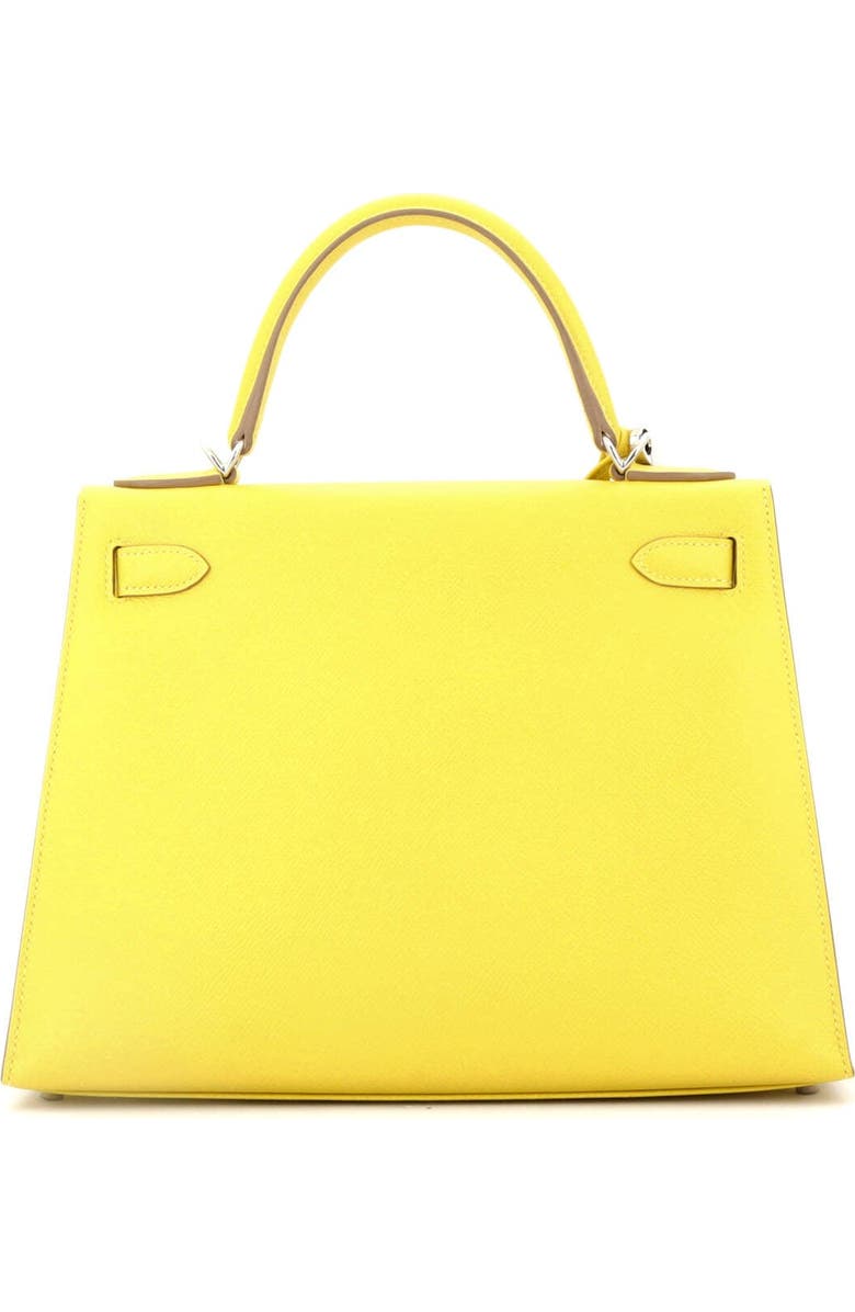 Pre-Owned Hermes Kelly Handbag Yellow Epsom with Palladium Hardware 28, Alternate, color, Lime