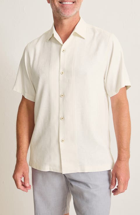 Maui Border Short Sleeve Silk Button-Up Shirt (Big & Tall)