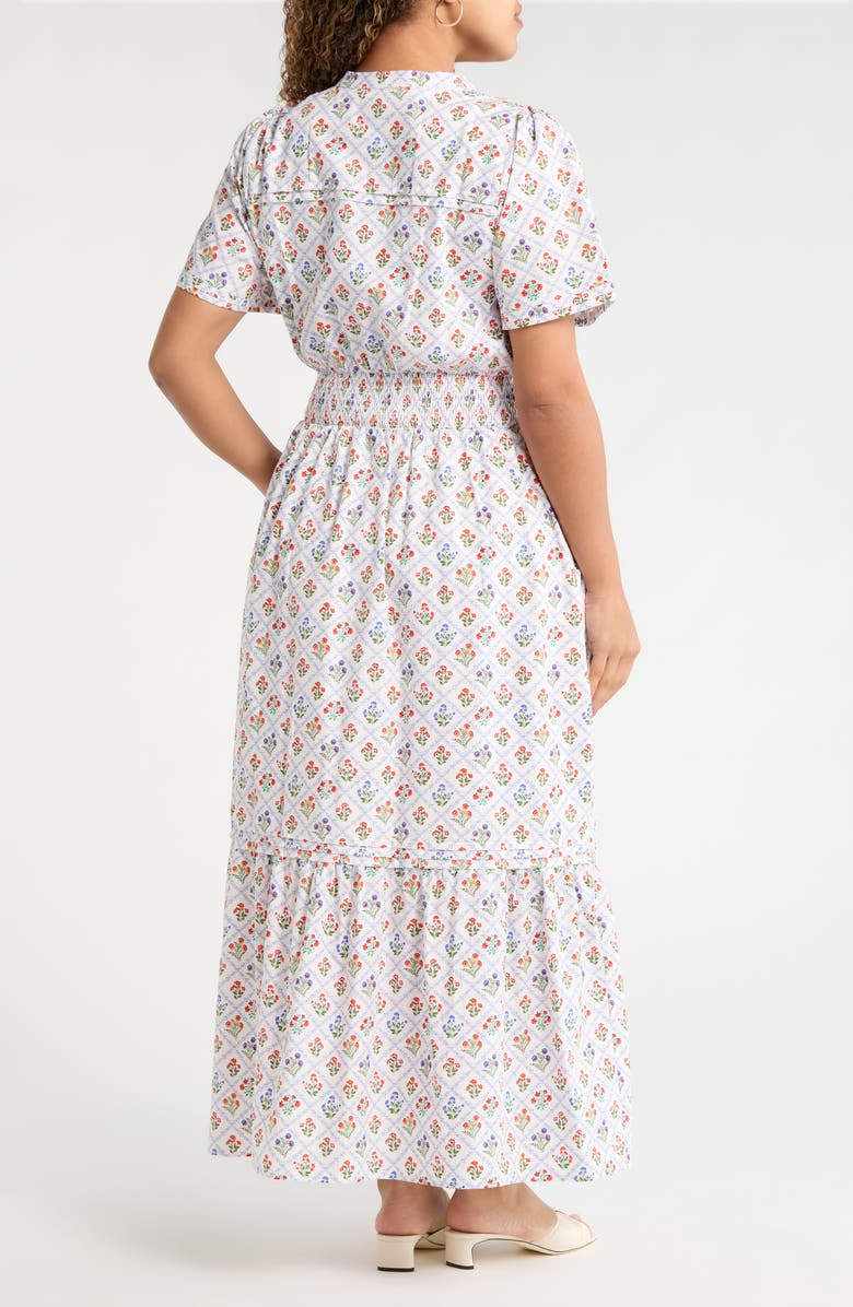 SUGARLIPS Lara Floral Belraj Poplin Maxi Dress, Alternate, color, White-Multi