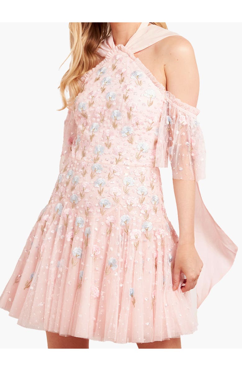 Needle & Thread Dandelion Ditsy Halter-neck Mini Dress, Alternate, color, Seashell