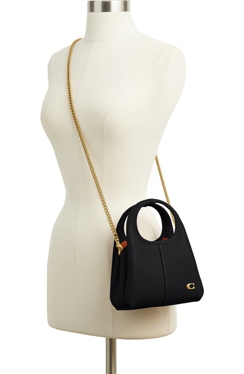 COACH Lana Polished Pebble Leather Shoulder Bag, Alternate, color, B4/ Black