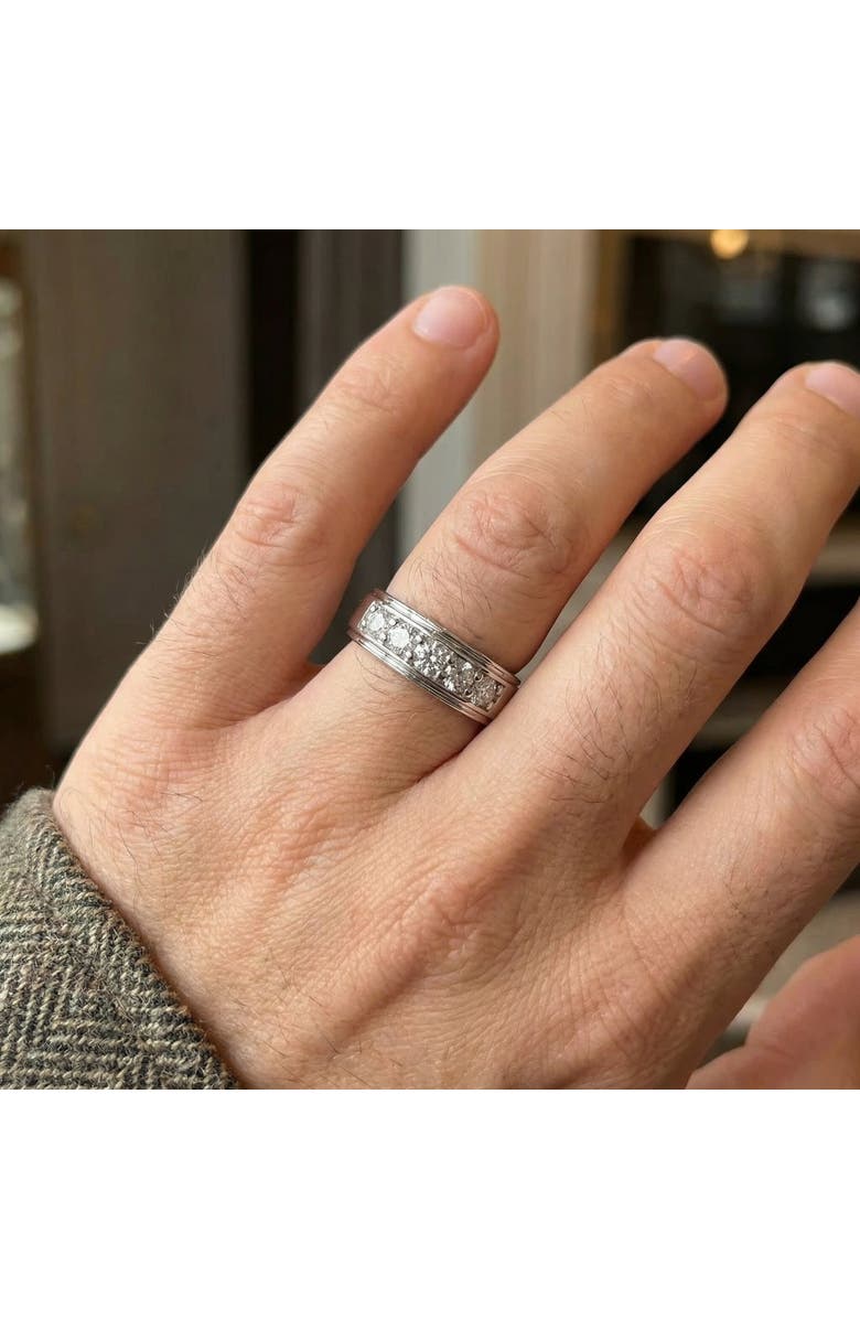 Bliss Diamond 1 1/2Ct Men's Diamond Wedding Anniversary Ring in 10k Gold Lab Grown Five Stone, Alternate, color, 10K White Gold