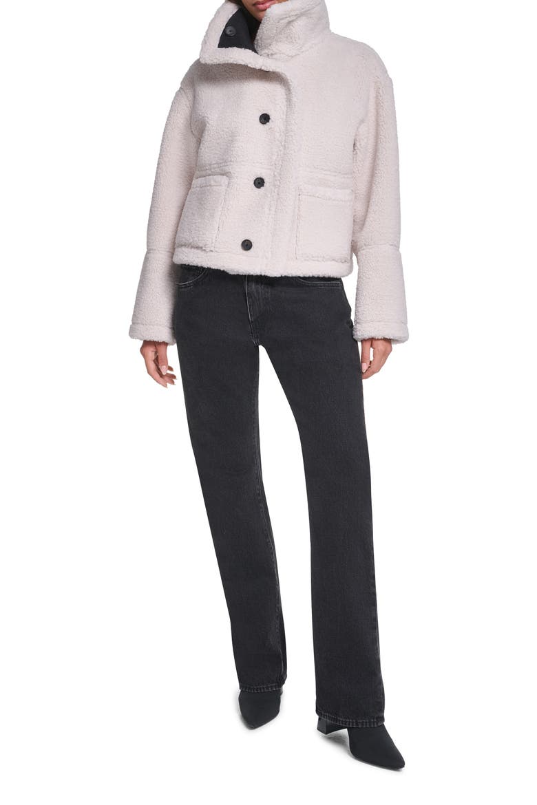 Reversible Faux Shearling Jacket, Alternate, color, BIRCH BLK