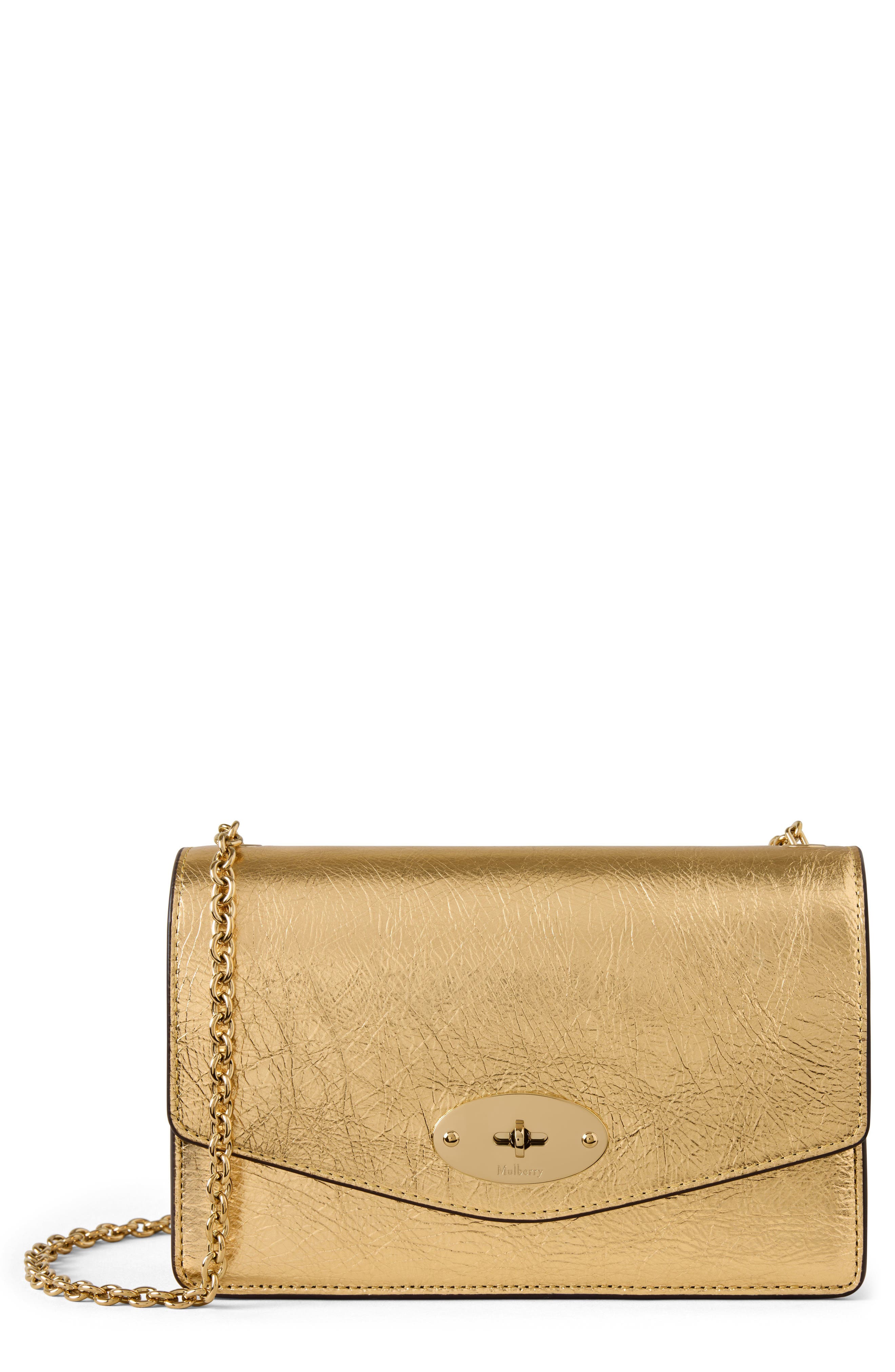 Mulberry Small Darley Crinkled Leather Crossbody Bag, Main, color, Somerset Gold