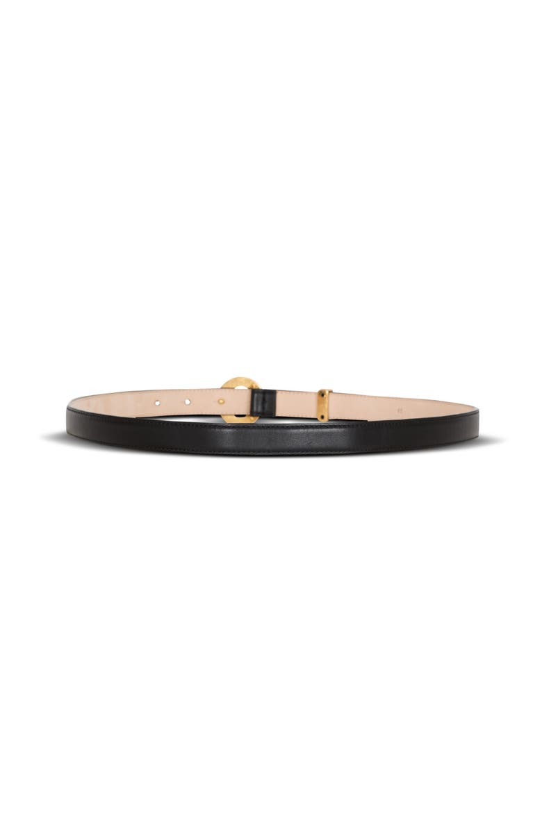 Balmain T-Bar belt in black calfskin, Alternate, color, Black
