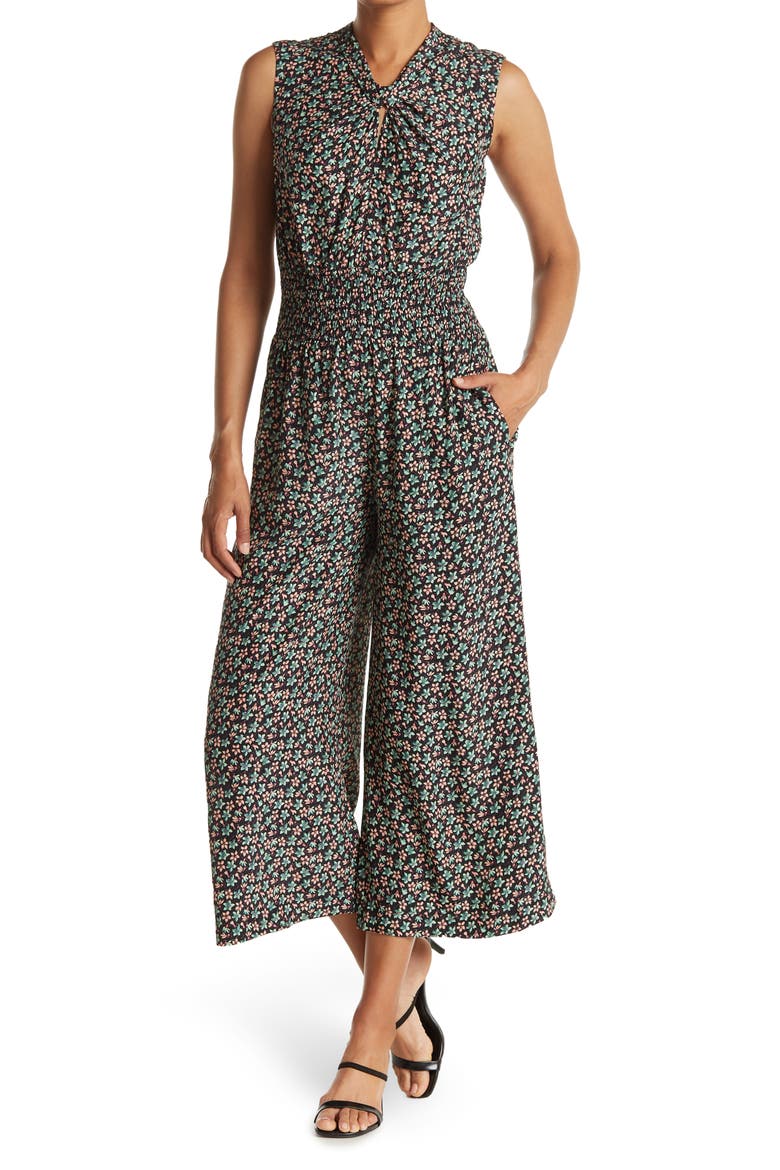 Louisa Sleeveless Floral Print Dress, Main, color, MALACHITE