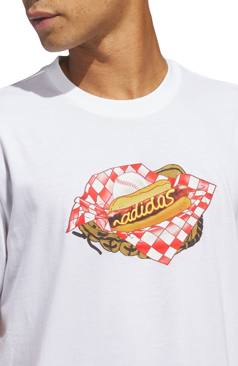 adidas Hot Dog Graphic T-Shirt, Alternate, color, White