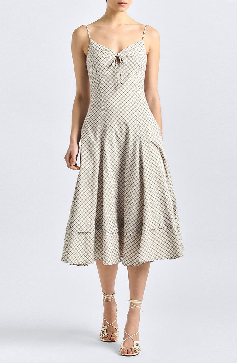 Derek Lam 10 Crosby Sable Plaid Cotton Blend Dress, Main, color, Army Green Plaid