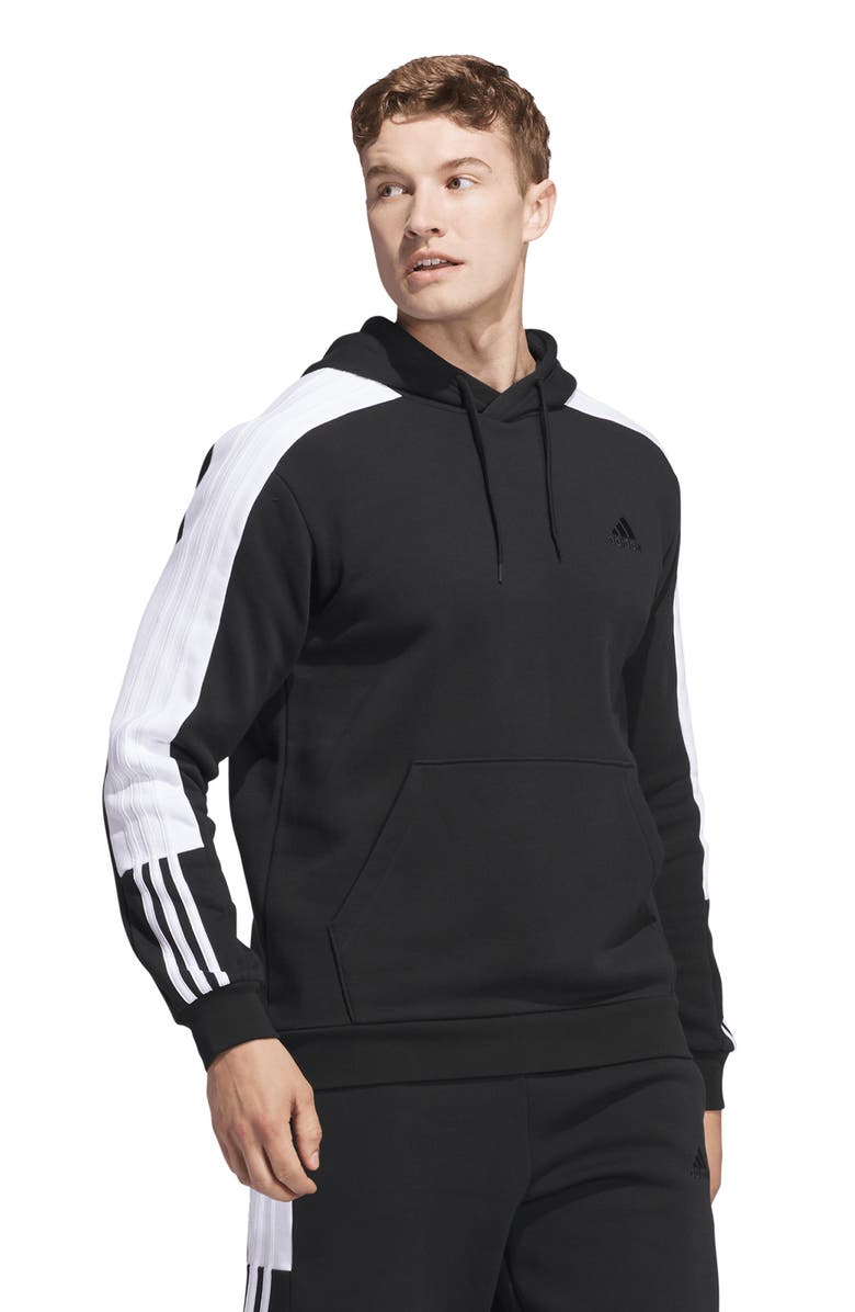 adidas Essential 3-Stripes Cotton Blend Hoodie, Alternate, color, 