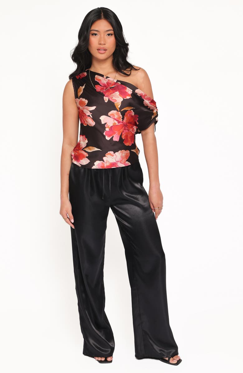 Petal & Pup Yolanda One-Shoulder Satin Top, Alternate, color, Midnight Orchid
