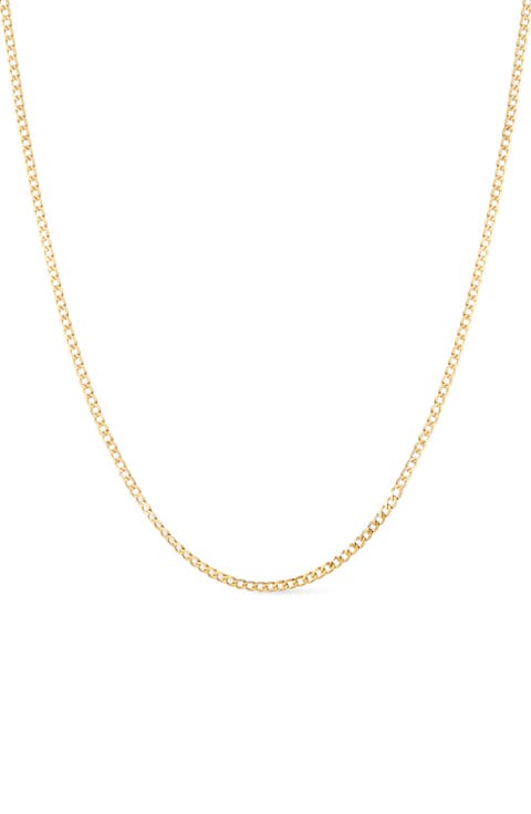 Solid Yellow Gold - Mini Curb Chain Necklace