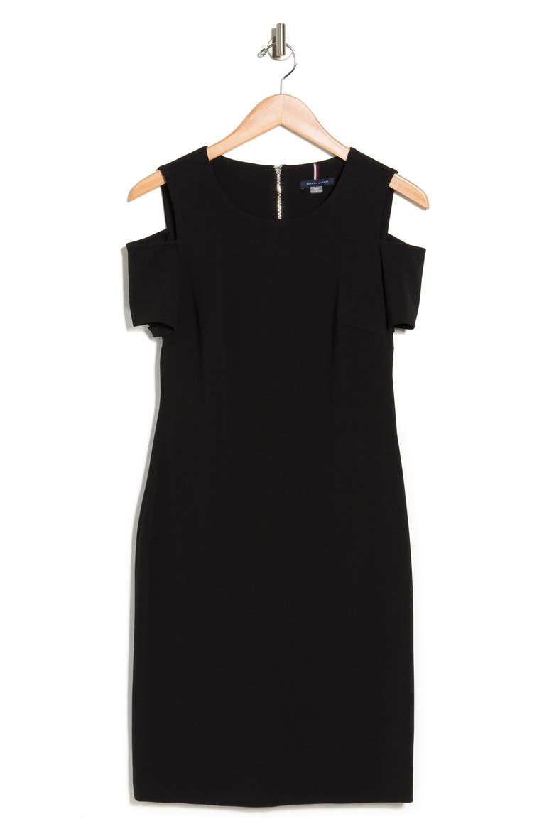 Cold Shoulder Woven Dress, Alternate, color, BLACK