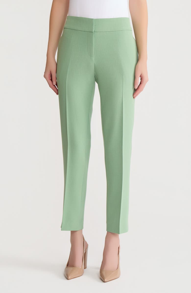 KASPER Flat Front Slim Pants, Main, color, Loden Dusk