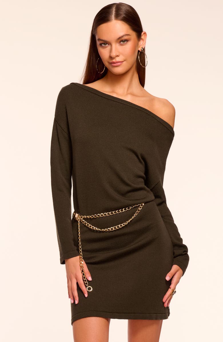 Ramy Brook Chance One-Shoulder Long Sleeve Wool Sweater Minidress, Alternate, color, Deep Olive