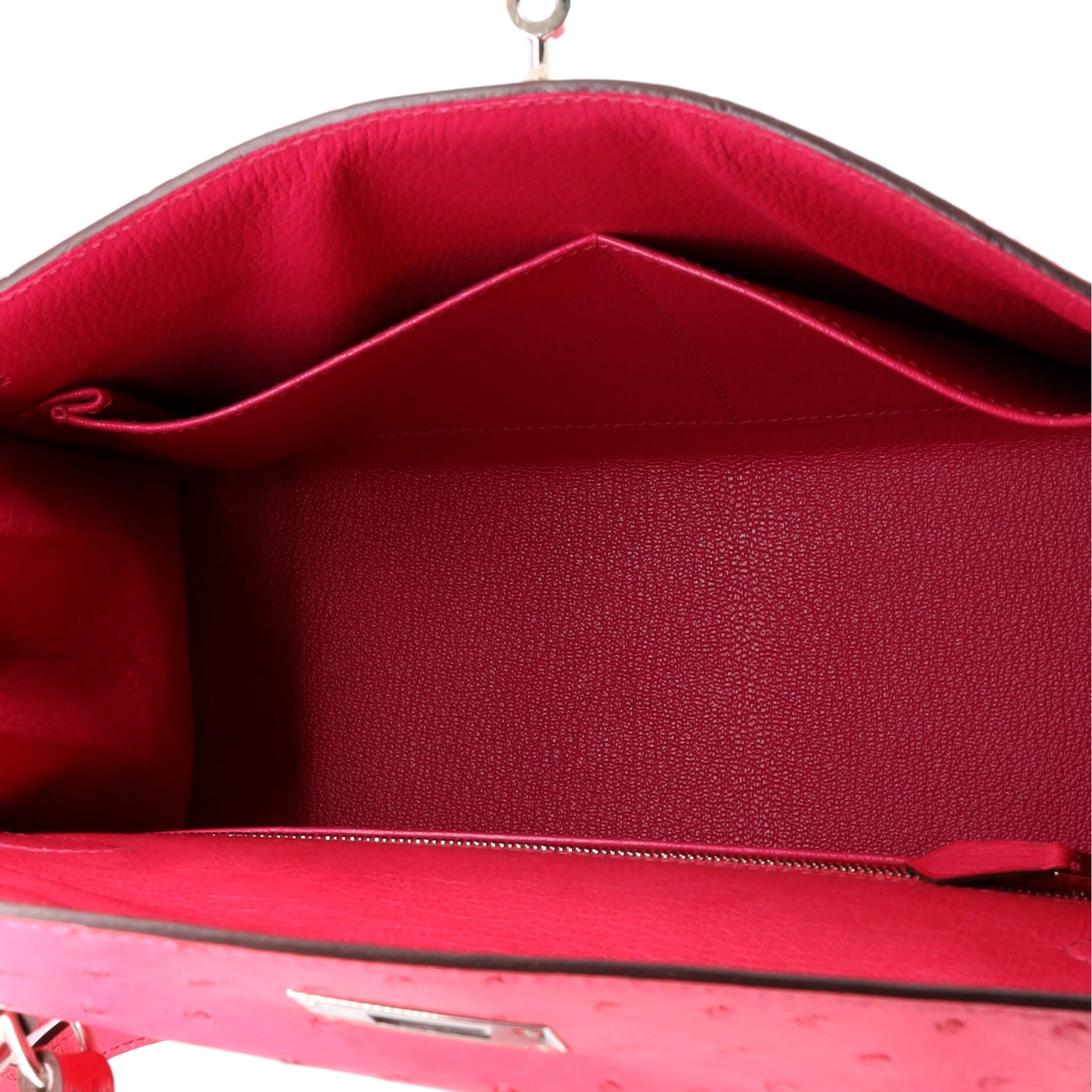 Pre-Owned Hermes Kelly Handbag Pink Ostrich with Palladium Hardware 28, Alternate, color, 
