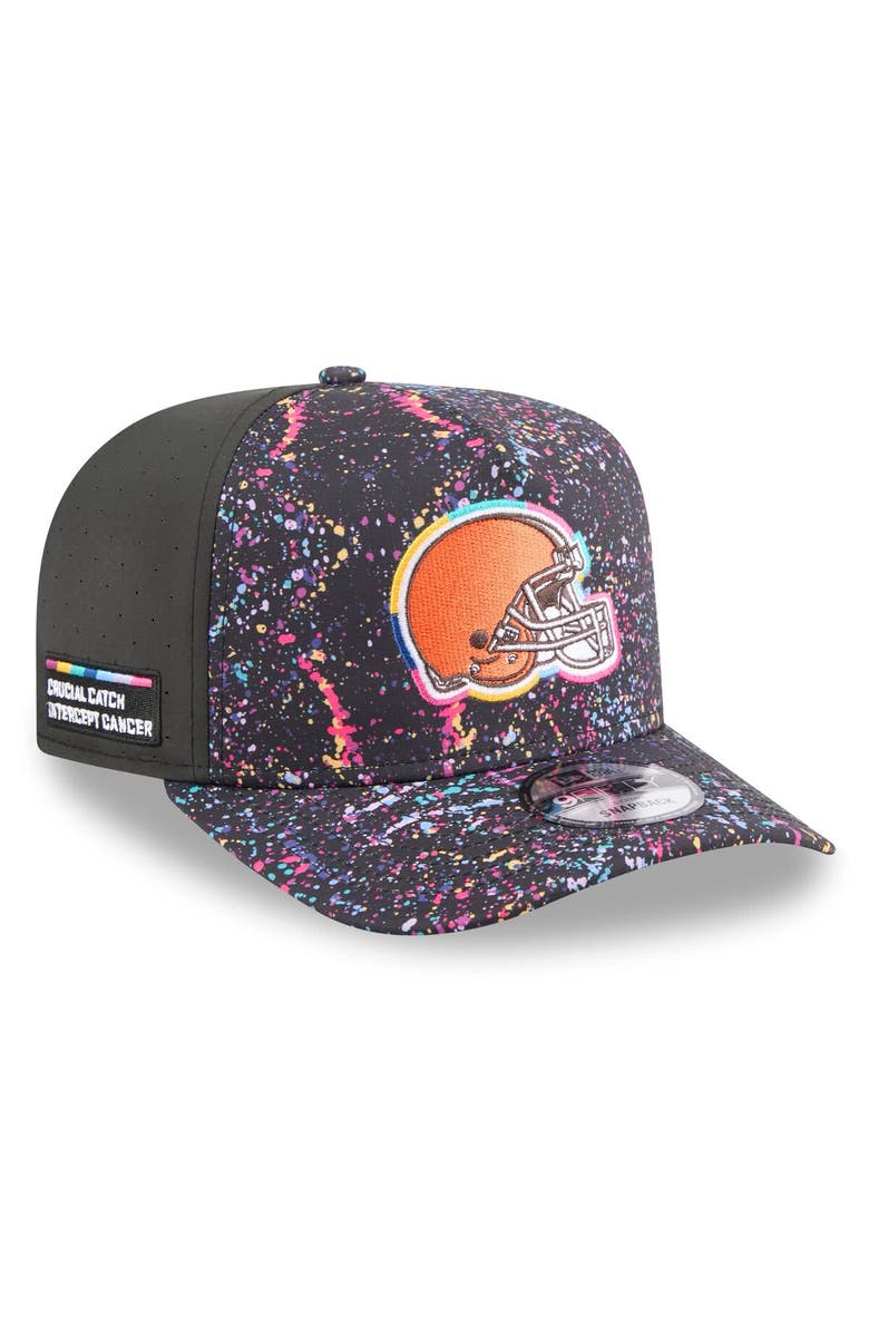 New Era Men's New Era  Black Cleveland Browns 2025 NFL Crucial Catch A-Frame 9FIFTY Snapback Hat, Main, color, Black