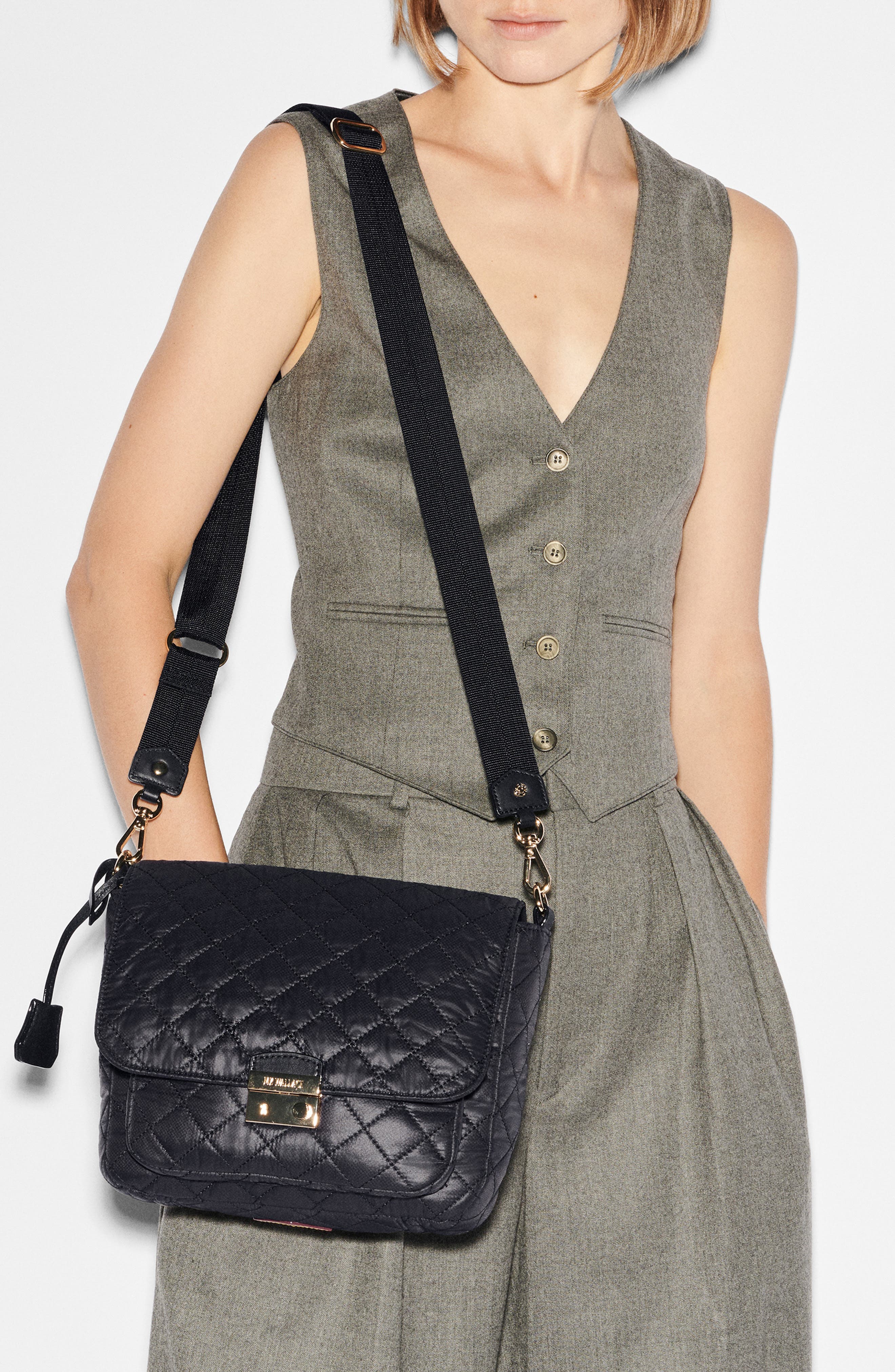 MZ Wallace Medium Crosby Lock Quilted Nylon Crossbody Bag, Alternate, color, 