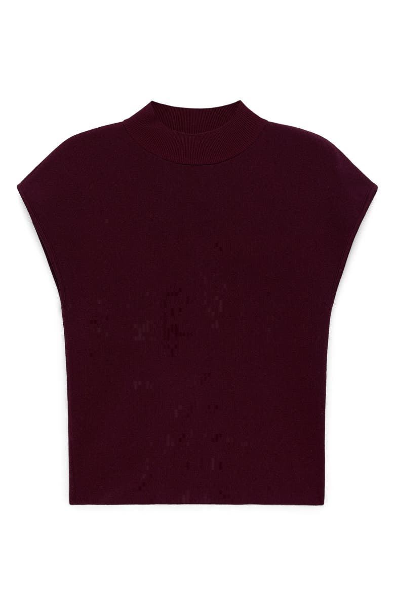 MANGO Perkins Mock Neck Short Sleeve Sweater, Main, color, Maroon