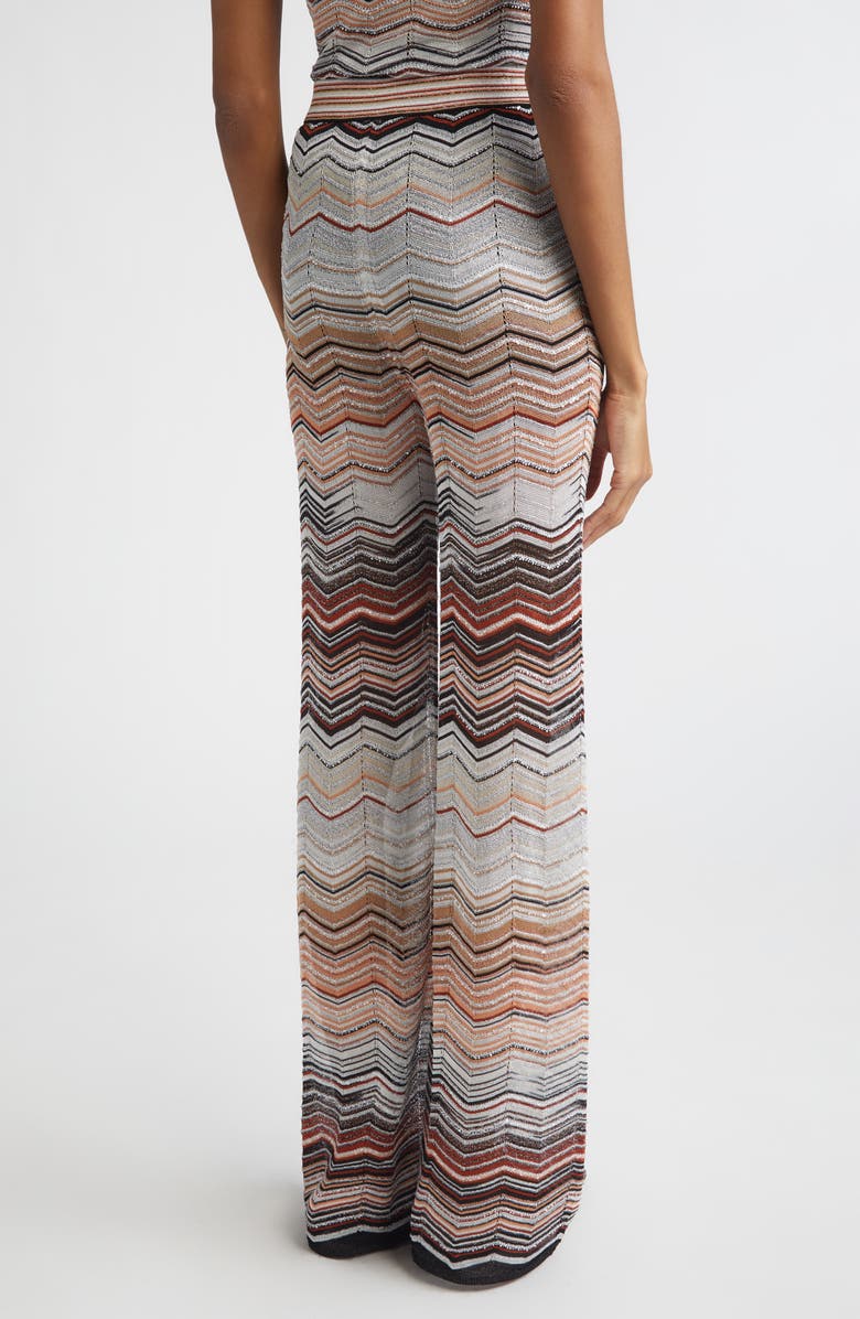 Missoni Sequin Metallic Zigzag Stripe Sweater Pants, Alternate, color, Red And Beige Tones