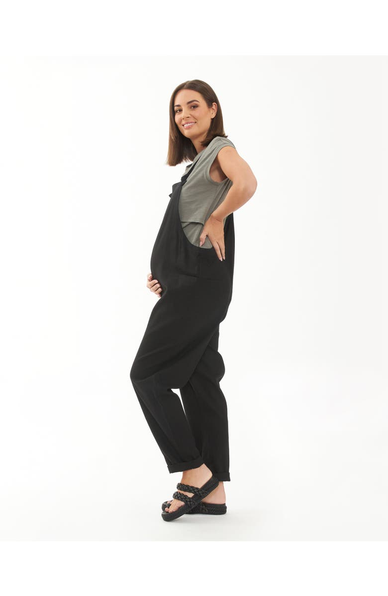 Ripe Maternity Poppy Linen Jumpsuit Black, Alternate, color, Black