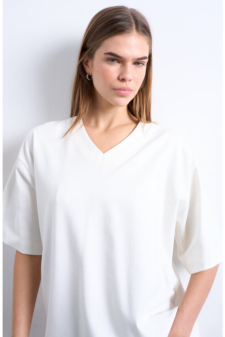 Drop Shoulder V-Neck Tee, Alternate, color, WHITE