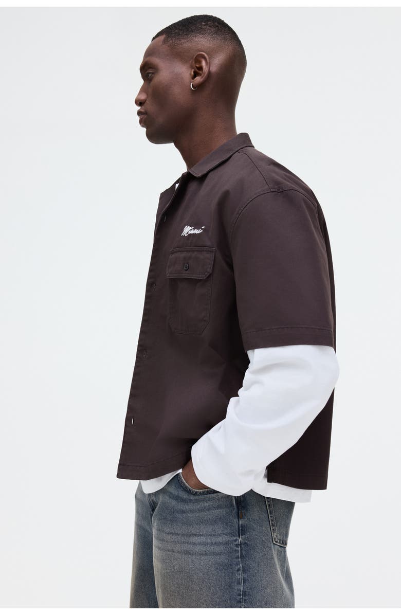 H&M Relaxed Fit Cotton Shirt, Alternate, color, Dark Gray/Nba