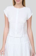 Blu Pepper Lace Trim Cap Sleeve Button-Up Top
