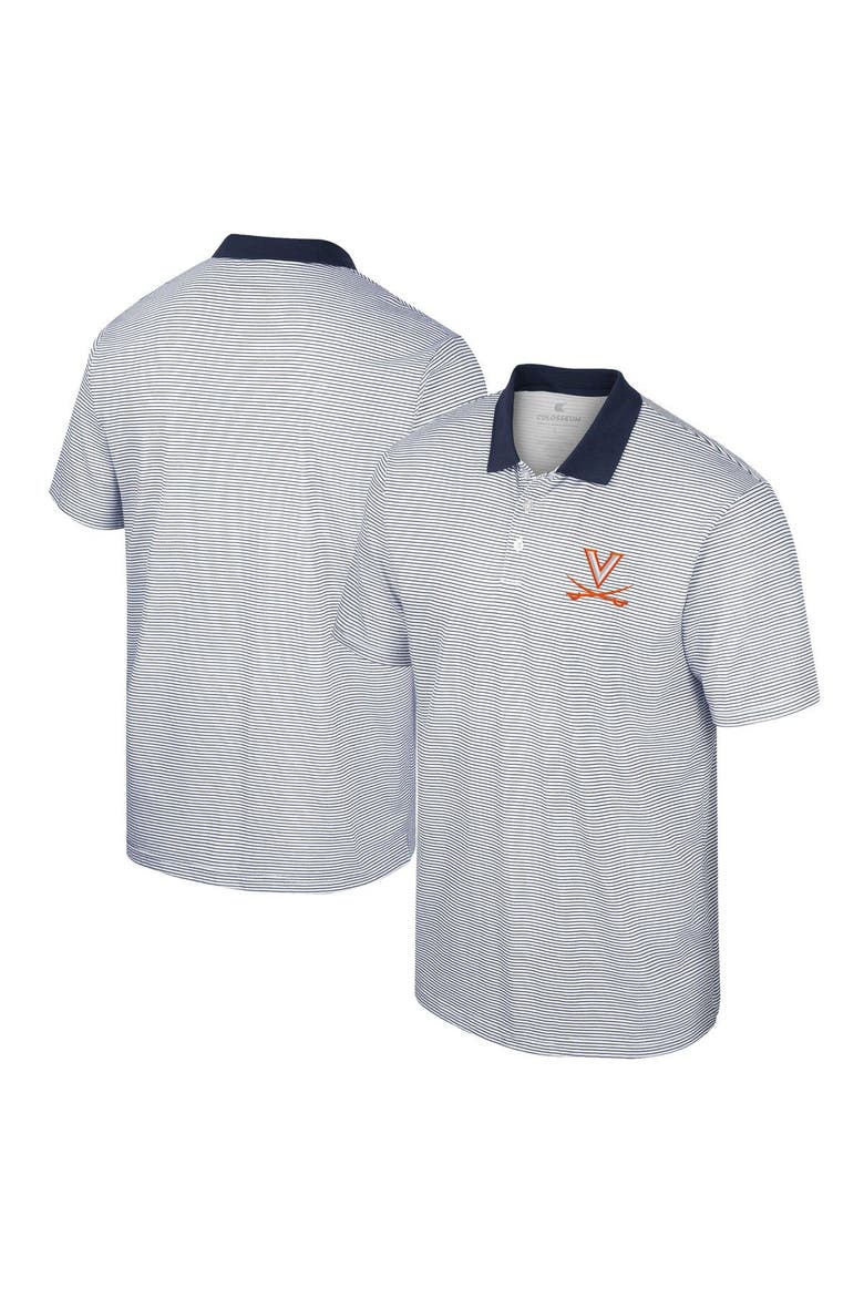 Men's Colosseum White/Navy Virginia Cavaliers Print Stripe Polo, Alternate, color, White