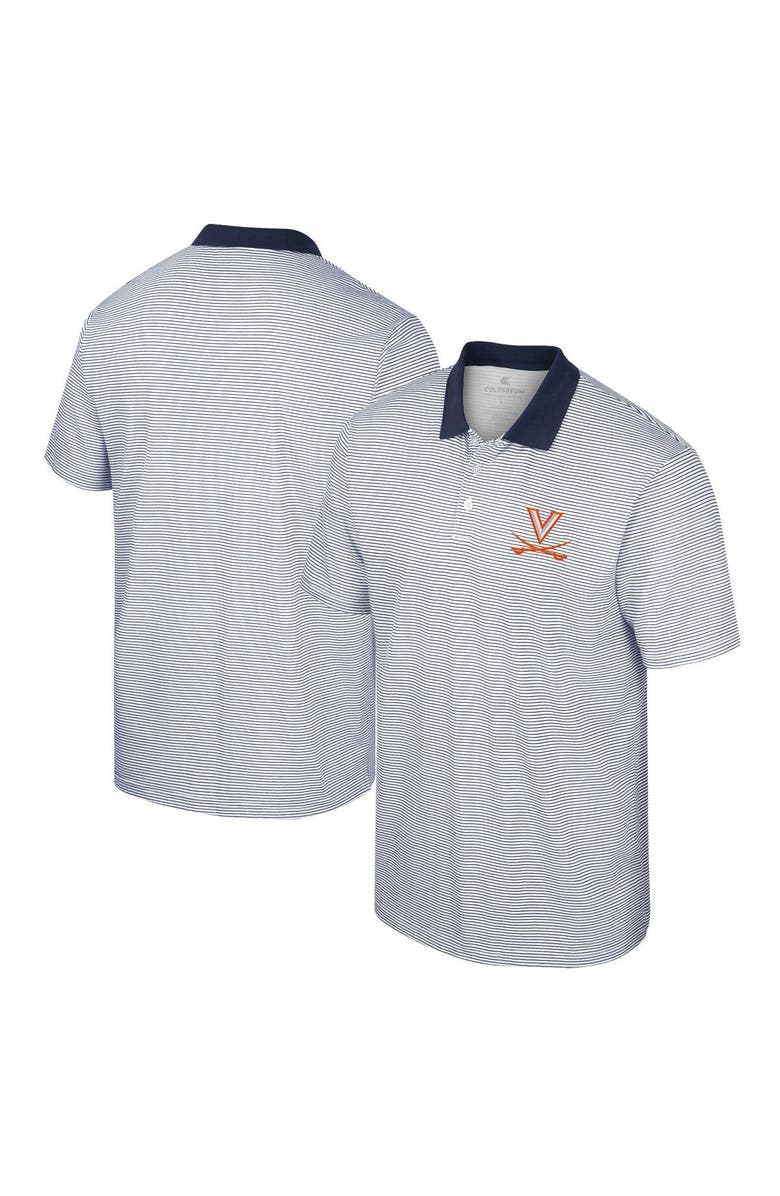 COLOSSEUM Men's Colosseum White/Navy Virginia Cavaliers Print Stripe Polo, Alternate, color, White