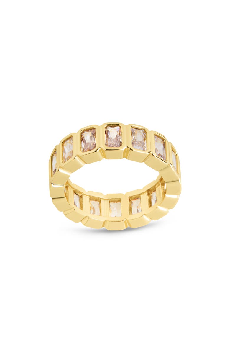 Sterling Forever Jackie Bezel Cubic Zirconia Band Ring, Main, color, Gold