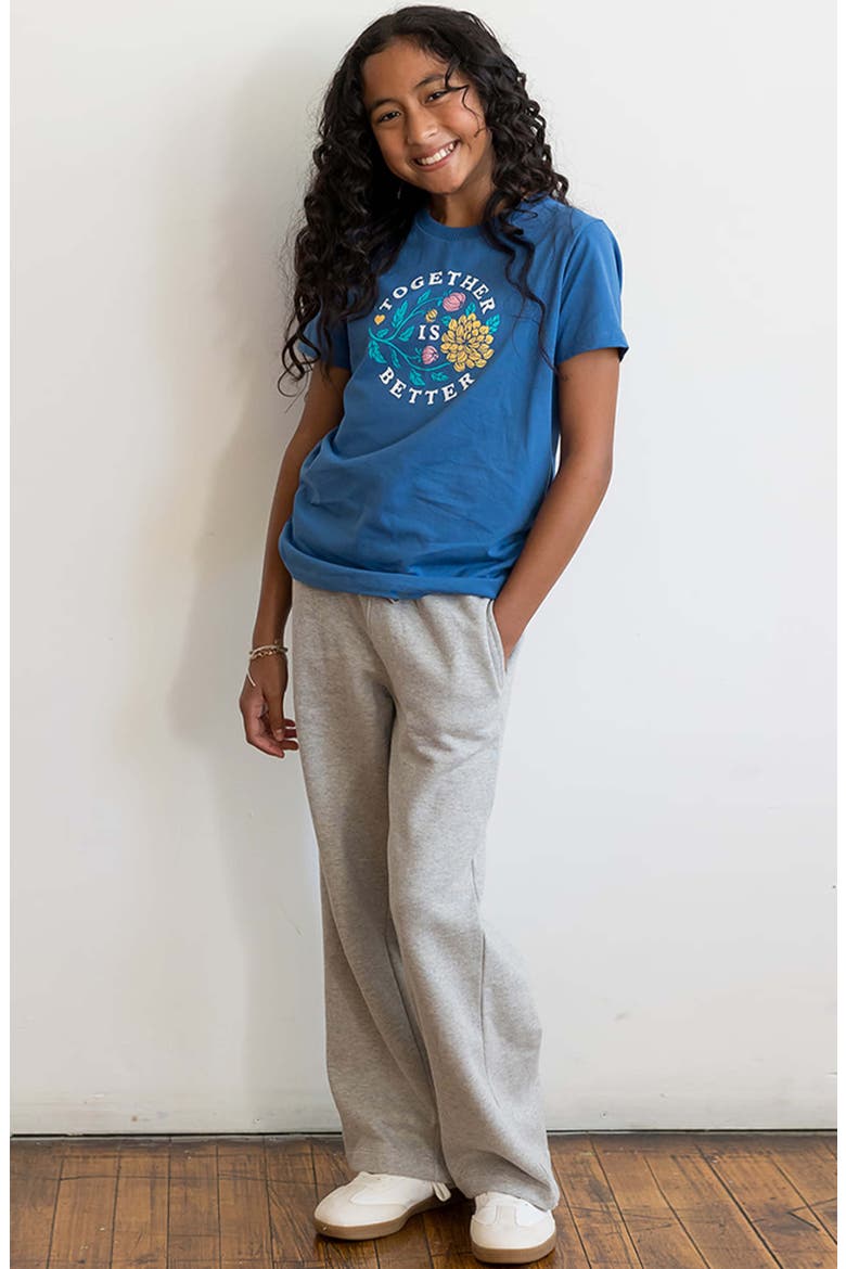 Kids Cozy Organic Cotton Wide Leg Fleece Pants, Alternate, color, Heather Gray