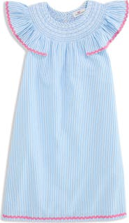 vineyard vines Kids' Rickrack Flutter Sleeve Cotton Seersucker Sundress