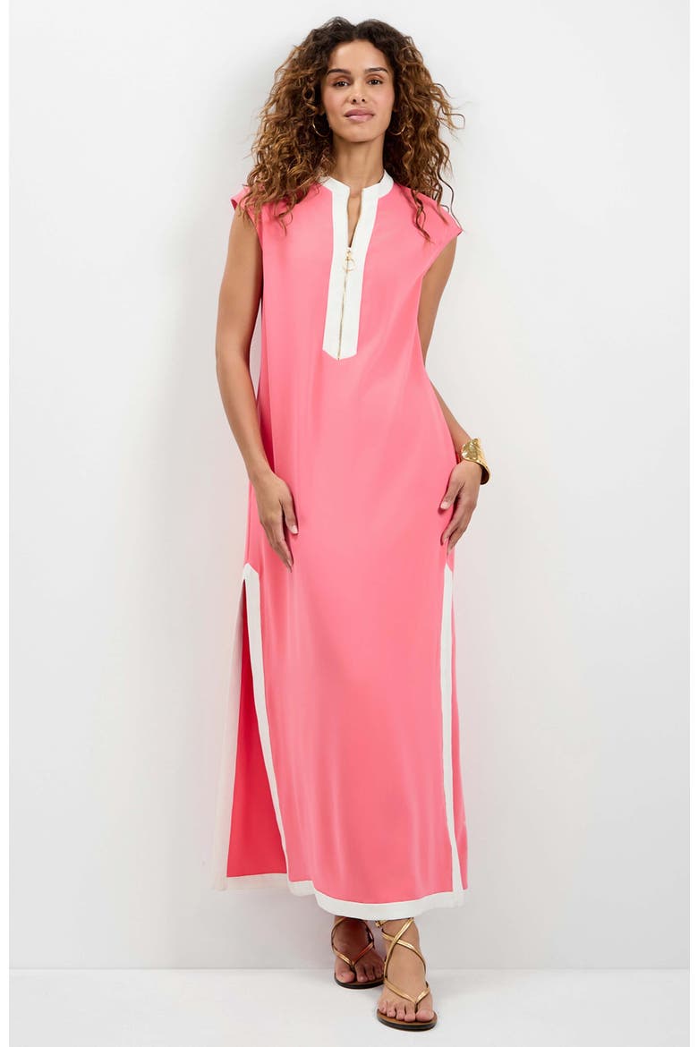 Nuvola Zip-Front Midi Dress, Main, color, Corso Coral