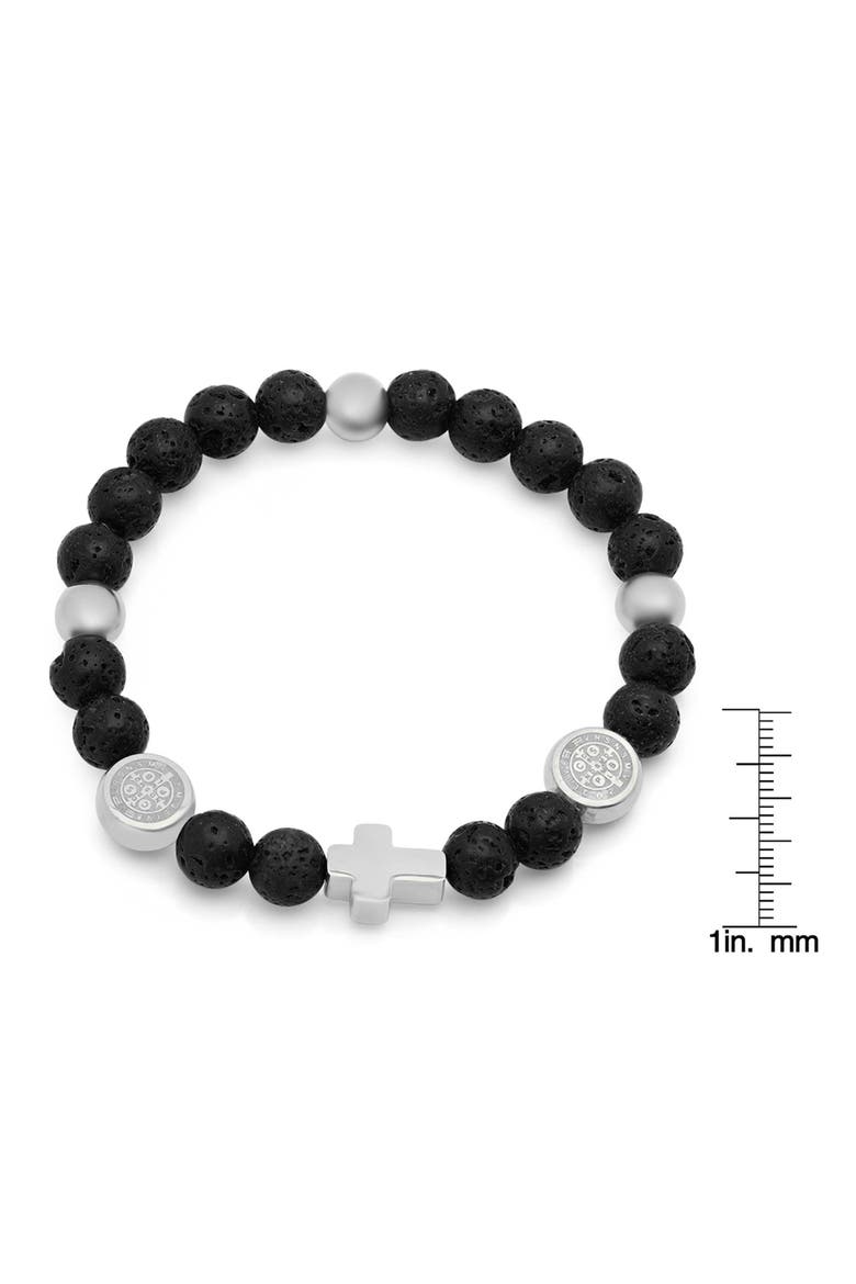 Men's Religious Beaded Bracelet, Alternate, color, BLACK