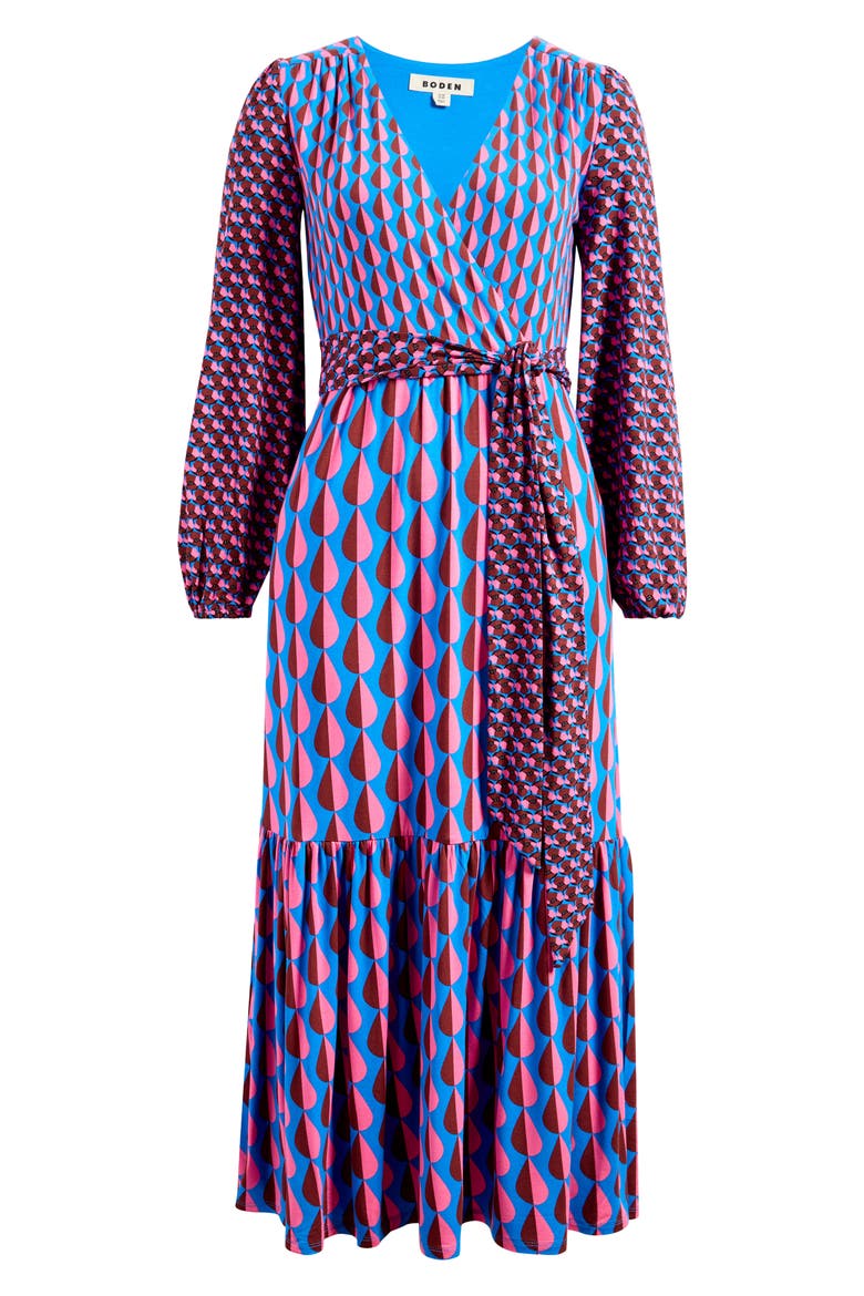 boden wrap maxi dress Ophelia Dresses From Boden Boden Ophelia Faux Wrap Maxi Dress Blue Raindrop Print Long Sleeve