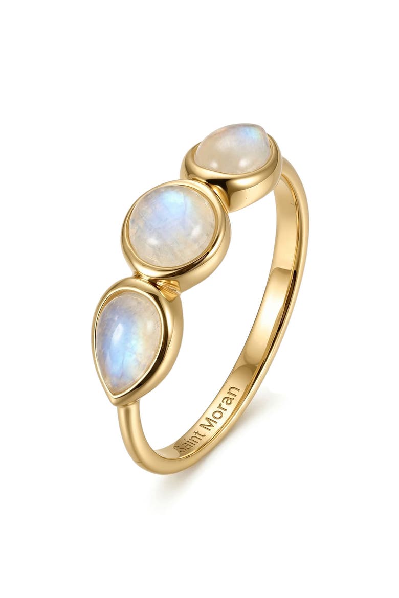Trio Moonstone Ring, Main, color, WHITE/ GOLD