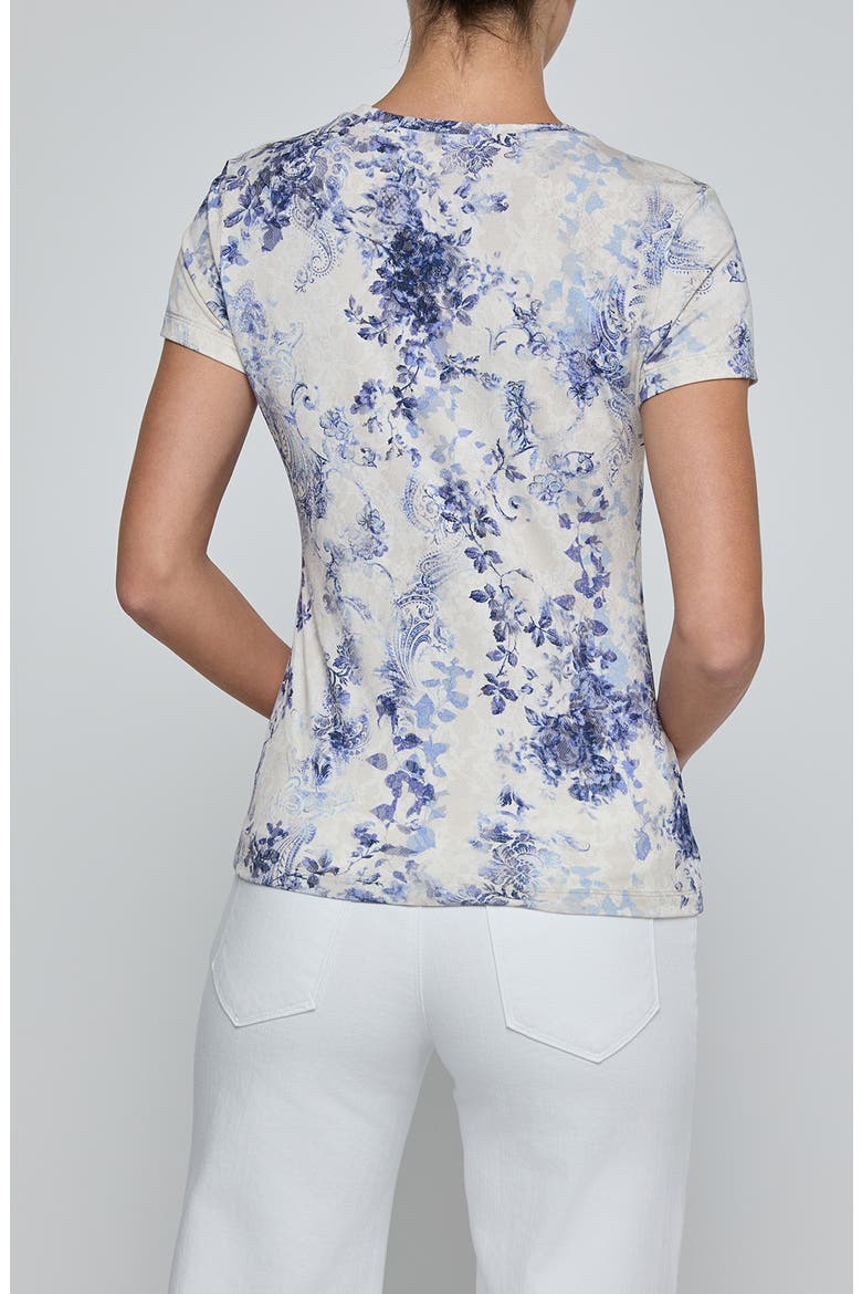 Ressi Mixed Print Top, Alternate, color, IVORY/ BLUE WATERCOLOR PAISLEY