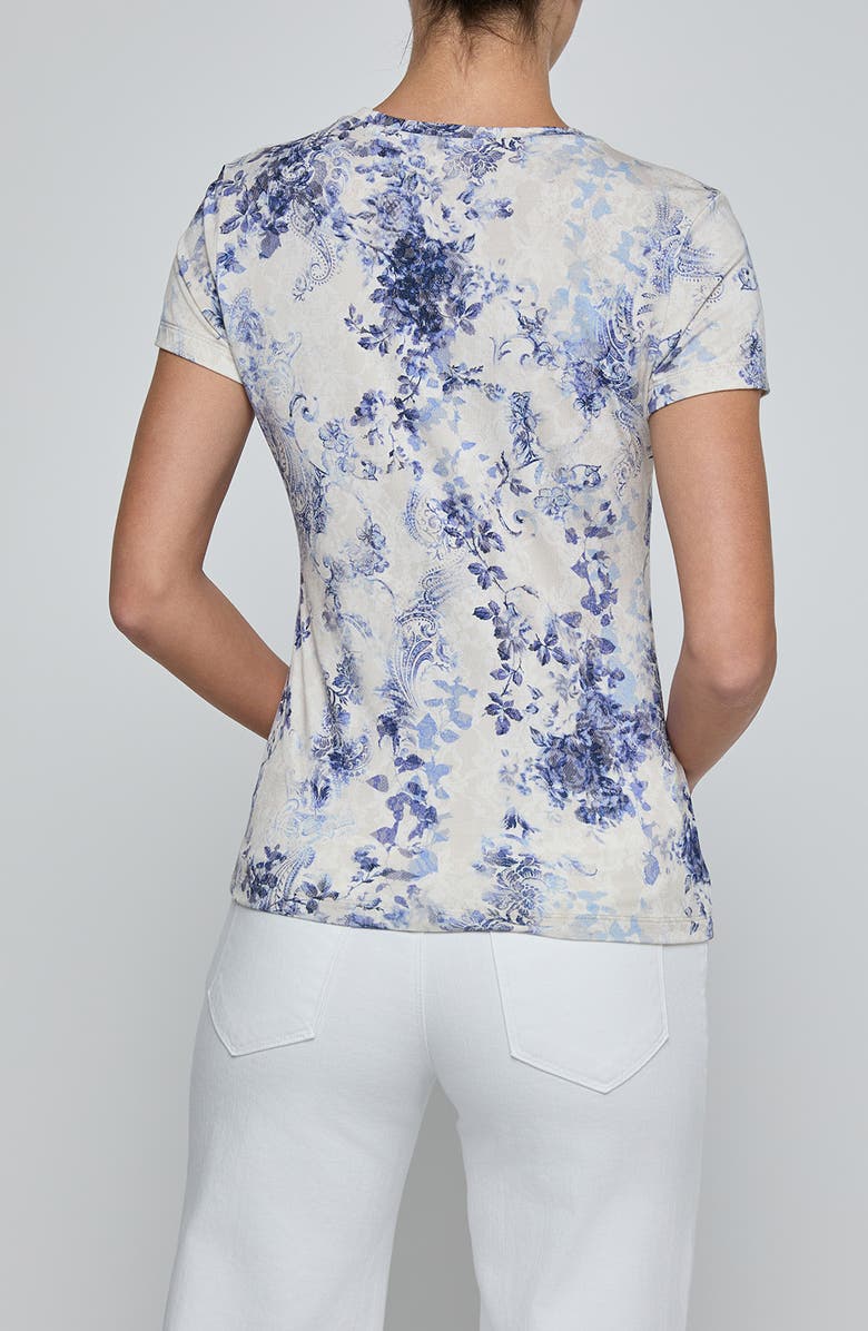 L'AGENCE Ressi Mixed Print Top, Alternate, color, Ivory/ Blue Watercolor Paisley