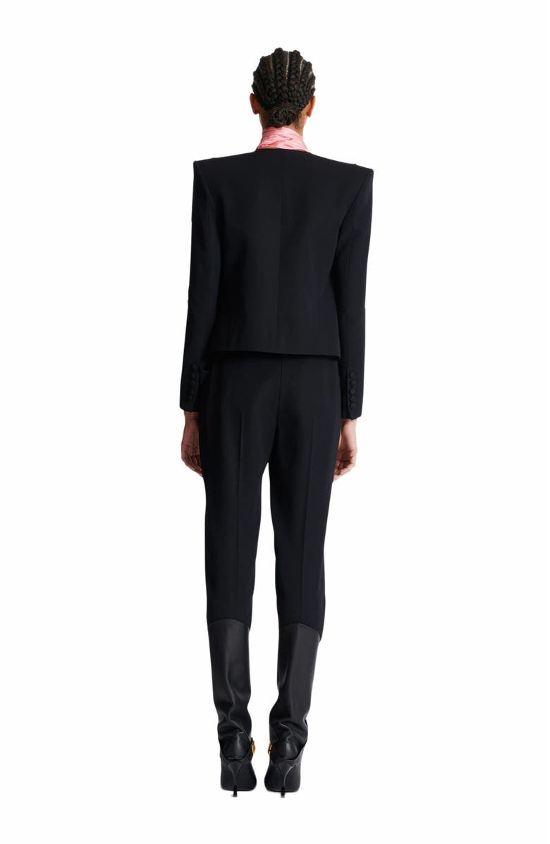 Balmain Grain De Poudre Edge-To-Edge Spencer Jacket, Alternate, color, Black