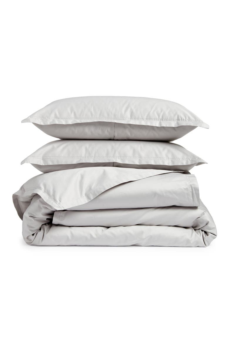 400 Thread Count Organic Cotton Sateen Duvet Cover & Shams Set, Main, color, GREY VAPOR