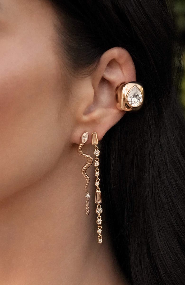 Ettika Serpentina Linear Earrings, Alternate, color, Gold