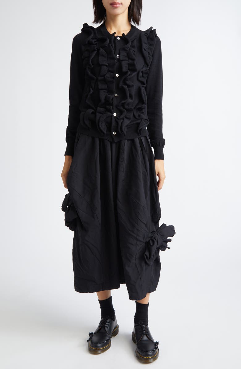 Comme des Garçons Comme des Garçons Oversize Garment Washed Oxford Crop Pants, Alternate, color, Black