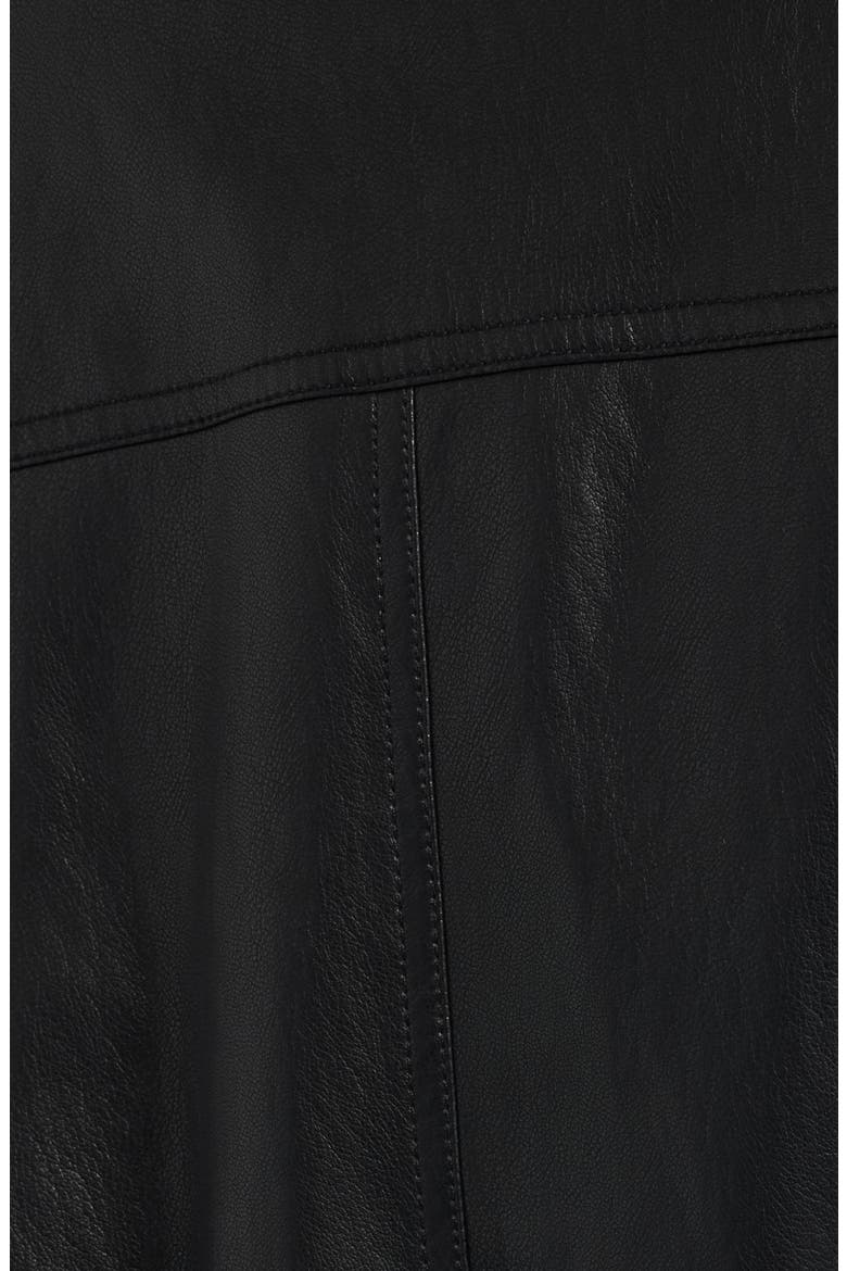 Faux Leather Stand Collar Bomber Jacket, Alternate, color, BLACK