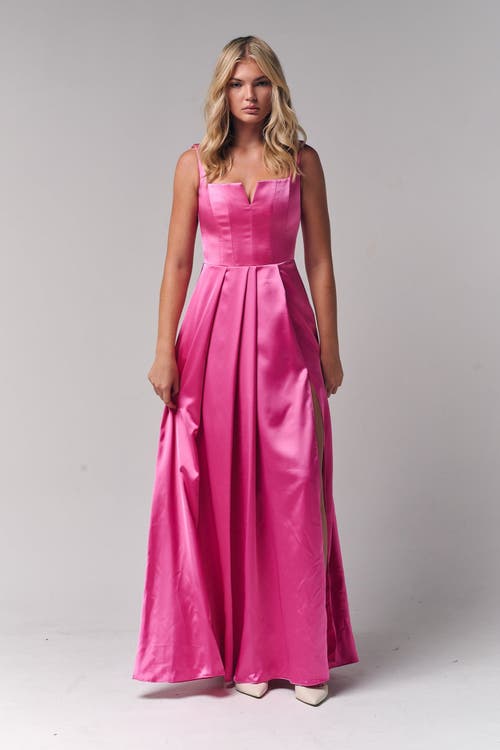 Le Fafo Square Neck Maxi Gown In Pink