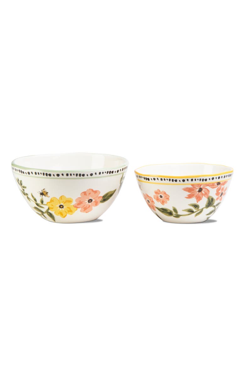 tag Bee Floral Ceramic Serving Bowl Set of Two Multicolor, Alternate, color, Multicolored