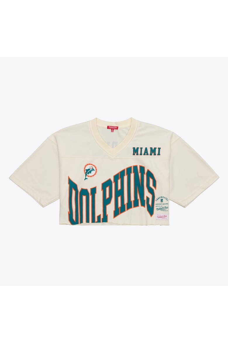 Women's Mitchell & Ness Dan Marino Cream Miami Dolphins Retired Player Cropped Fashion Jersey, Alternate, color, Cream
