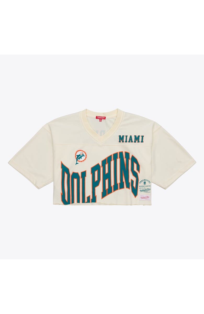 Mitchell & Ness Women's Mitchell & Ness Dan Marino Cream Miami Dolphins Retired Player Cropped Fashion Jersey, Alternate, color, Cream