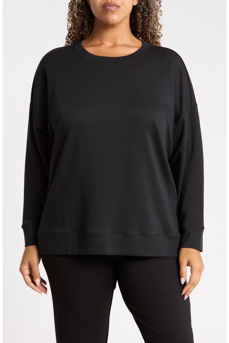 Long Crewneck Sweatshirt, Main, color, BLACK